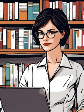 AI Generated Profile Image, Canva, Portrait, Woman Librarian, Information Specialist, Data Scientist