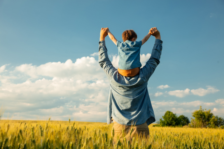 Field, Nature, wheat, countryside, father, child