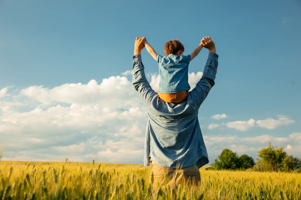 Field, Nature, wheat, countryside, father, child