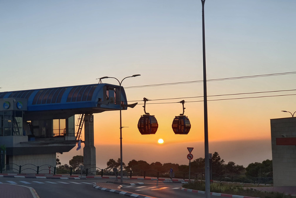 Cable Car, University of Haifa, Sunset